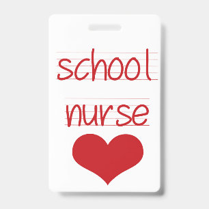 School Nurse, School Hall Pass, health centre pass ID Badge
