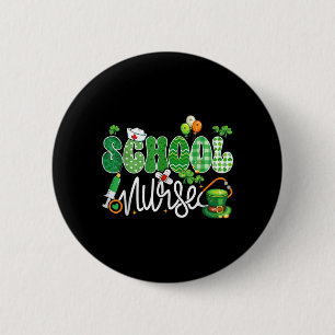 School Nurse Stethoscope Lucky Shamrock Funny 6 Cm Round Badge