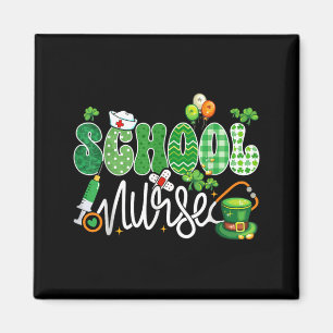 School Nurse Stethoscope Lucky Shamrock Funny Magnet