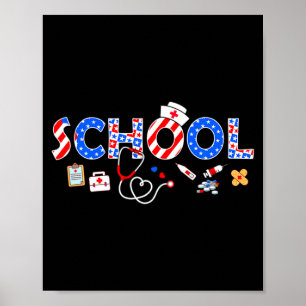 School nurse stethoscope memorial day 4th july nur poster