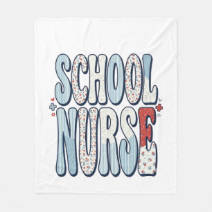 School Nurse Vintage Floral Typography Shirt Desig Fleece Blanket