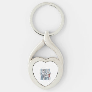 School Nurse Vintage Floral Typography Shirt Desig Key Ring