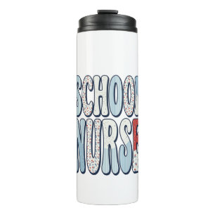 School Nurse Vintage Floral Typography Shirt Desig Thermal Tumbler