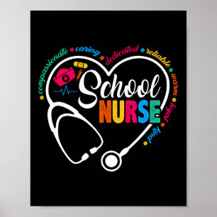 School Nurse Vintage Love Heart Nurse Life 1 Poster