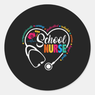 School Nurse Vintage Love Heart Nurse Life Classic Round Sticker