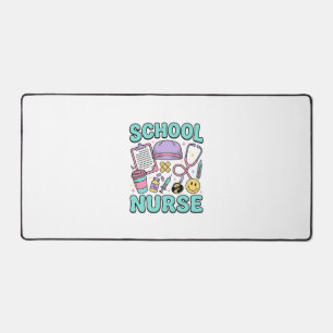 School Nurse Vintage Medical Collage Shirt Design_ Desk Mat