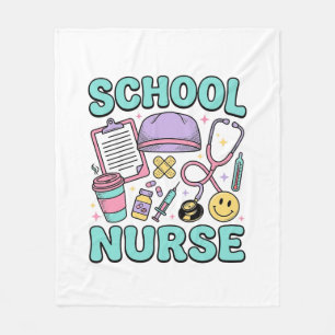 School Nurse Vintage Medical Collage Shirt Design_ Fleece Blanket