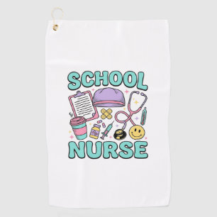School Nurse Vintage Medical Collage Shirt Design_ Golf Towel