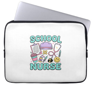School Nurse Vintage Medical Collage Shirt Design_ Laptop Sleeve