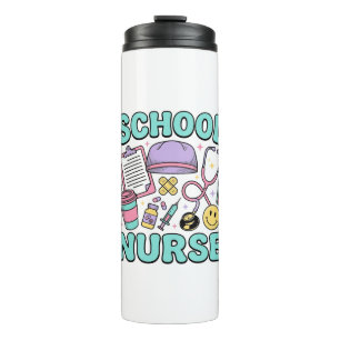 School Nurse Vintage Medical Collage Shirt Design_ Thermal Tumbler