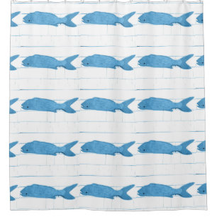 school of blue fish shower curtain