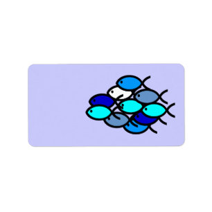 School of Christian Fish Symbols - Blue - Label