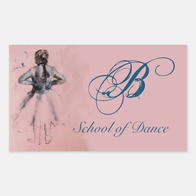 SCHOOL OF DANCE /BALLERINA  BALLET DANCER MONOGRAM RECTANGULAR STICKER (Front)