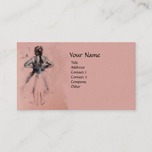 SCHOOL OF DANCE /BALLERINA BALLET DANCERS IN PINK BUSINESS CARD (Front)