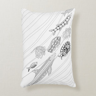 School Of Fish Adult Colouring Pillow