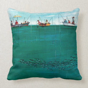 School of Fish Among Lines by Thornton Utz Cushion