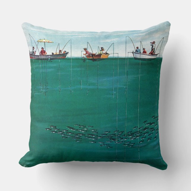 School of Fish Among Lines by Thornton Utz Cushion (Front)
