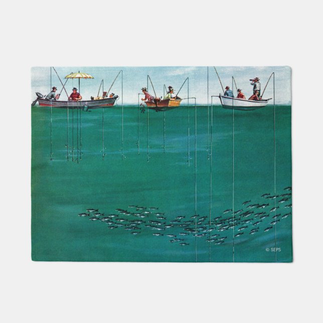School of Fish Among Lines by Thornton Utz Doormat (Front)