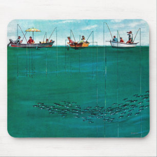 School of Fish Among Lines by Thornton Utz Mouse Pad