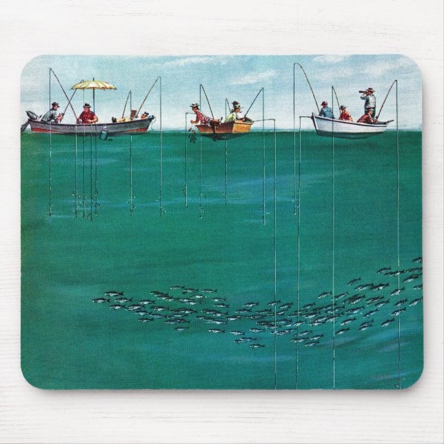 School of Fish Among Lines by Thornton Utz Mouse Pad (Front)
