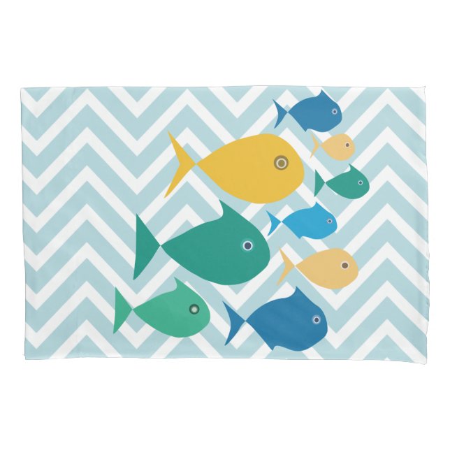 School Of Fish Chevron Pillowcase (Front)