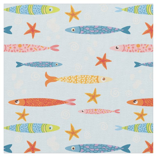 School of Fish Fun Fabric (Close Up)
