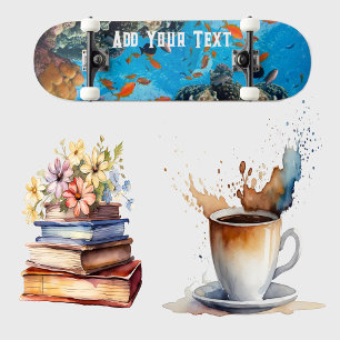 School of Fish Ocean Coral Reef Blue Sea Tropical  Skateboard