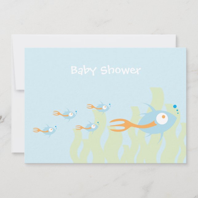 School of Fish Organic Planet Shower Invitations (Front)