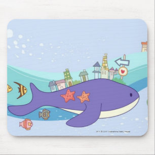 School of fishes swimming in underwater town mouse pad