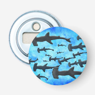 School of Hammerhead Sharks in Silhouette Bottle Opener