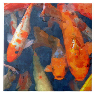 School of Koi II Ceramic Tile