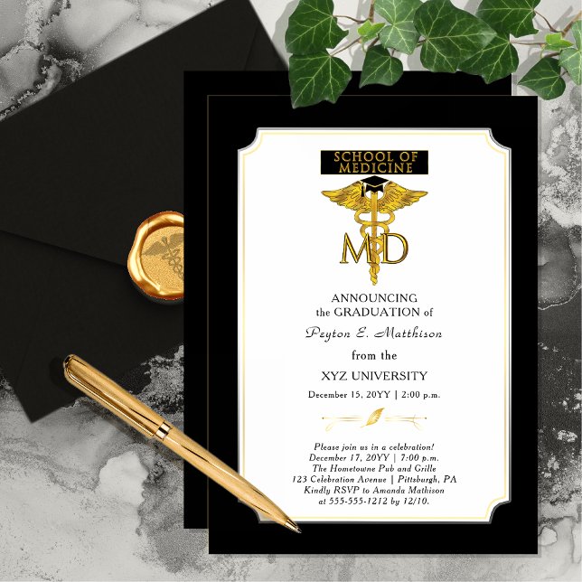 School of Medicine Doctor | Physician Graduation Invitation (School of Medicine Doctor Physician Graduation Invitation)