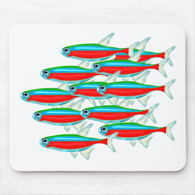 School of Neon Tetras Mouse Pad (Front)