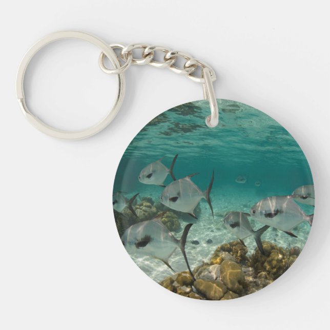 School of Permit Fish Key Ring (Front)