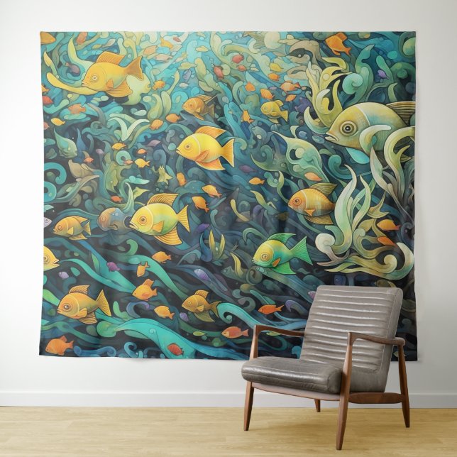 School of reef fishes tapestry (In Situ (Horizontal))