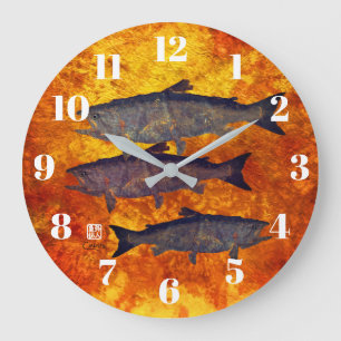School of Salmon - Round Wall Clock