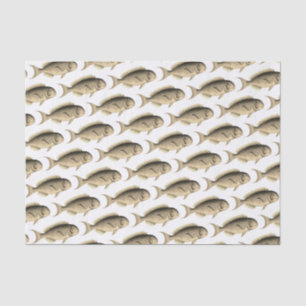 School of Sepia Fish Pattern Vintage Illustration Tissue Paper
