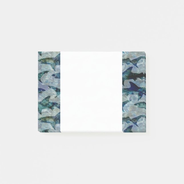 School of Sharks in Watery Blue Post-it Notes (Front)