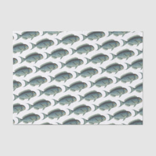 School of Teal-Coloured Vintage Fish Repeat Patter Tissue Paper