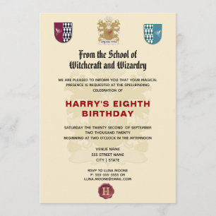School of Witches and Wizards Birthday Party Invitation