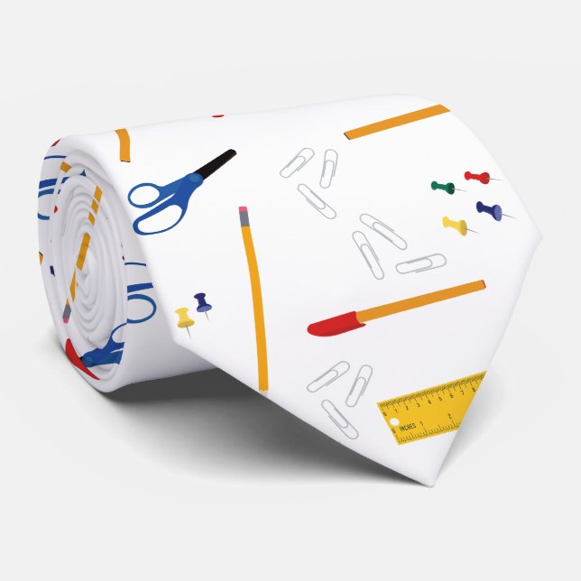 School Office & Crafts Supplies Pattern Tie (Rolled)