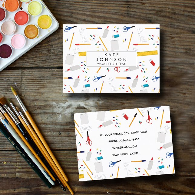 School Office & Crafts Supplies Teacher Tutor Business Card (School Office & Crafts Supplies Teacher Tutor Business Card)