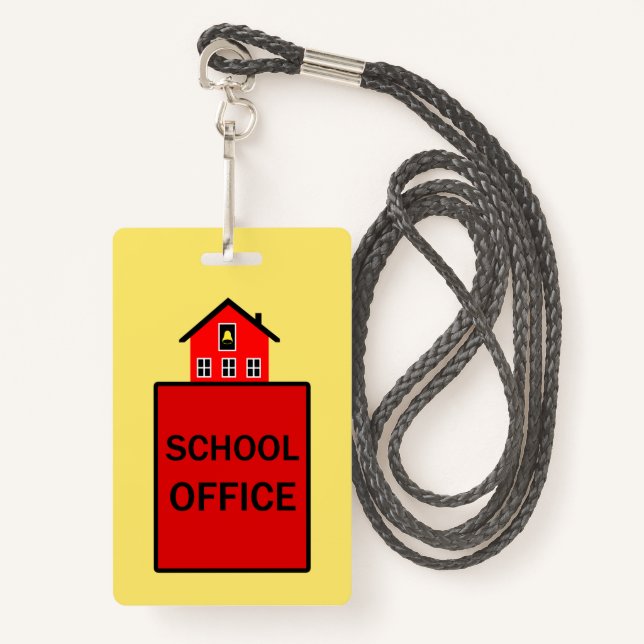 School Office Hall Pass ID Badge (Front with Lanyard)