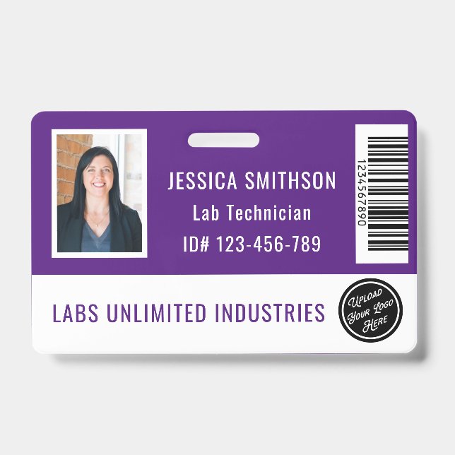 School or Business Photo ID Dark Purple Badge (Front)