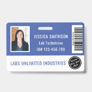 School or Business Photo ID Periwinkle Blue Badge