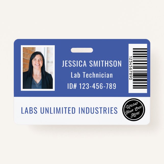 School or Business Photo ID Periwinkle Blue Badge ID Badge (Front)