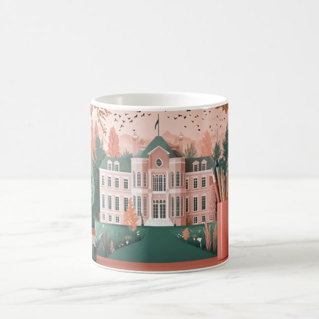 school or university, with classical villa-style a coffee mug (Center)