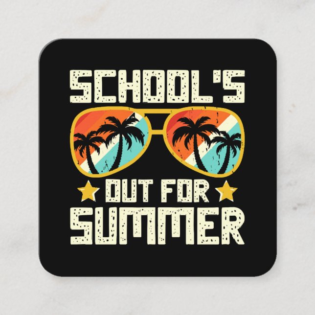 School Out For Summer Square Business Card (Front)