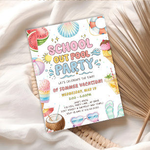 School Out Pool Party Start Of Summer Vacation Invitation