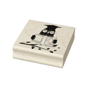School owl rubber stamp